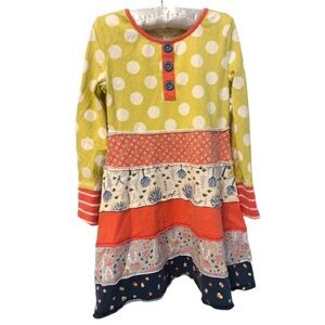 Matilda Jane Lime Green and Orange Patterned Kids Dress